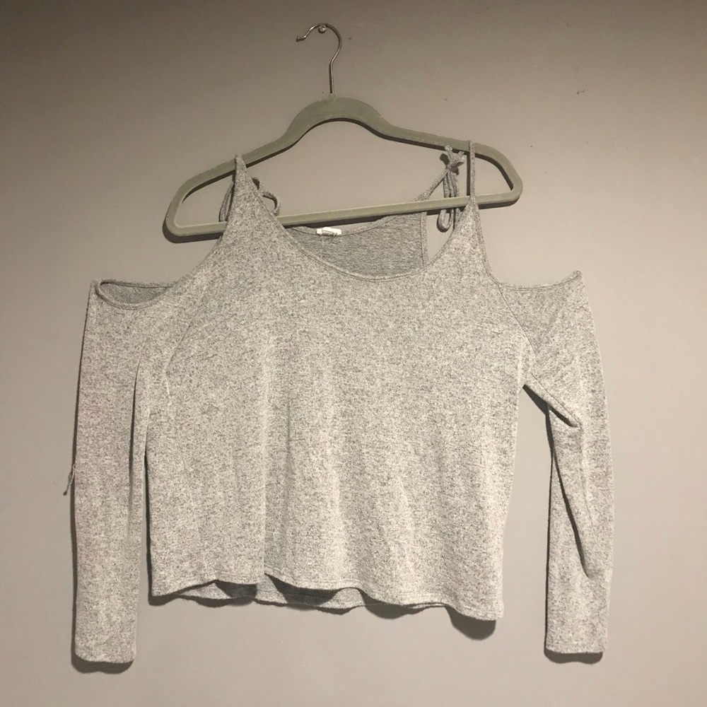 off the shoulder grey top